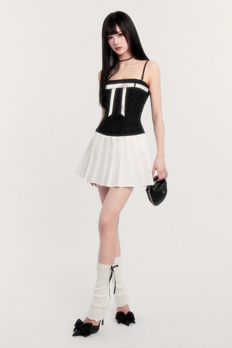 Bow Contrast Two-piece Short Set