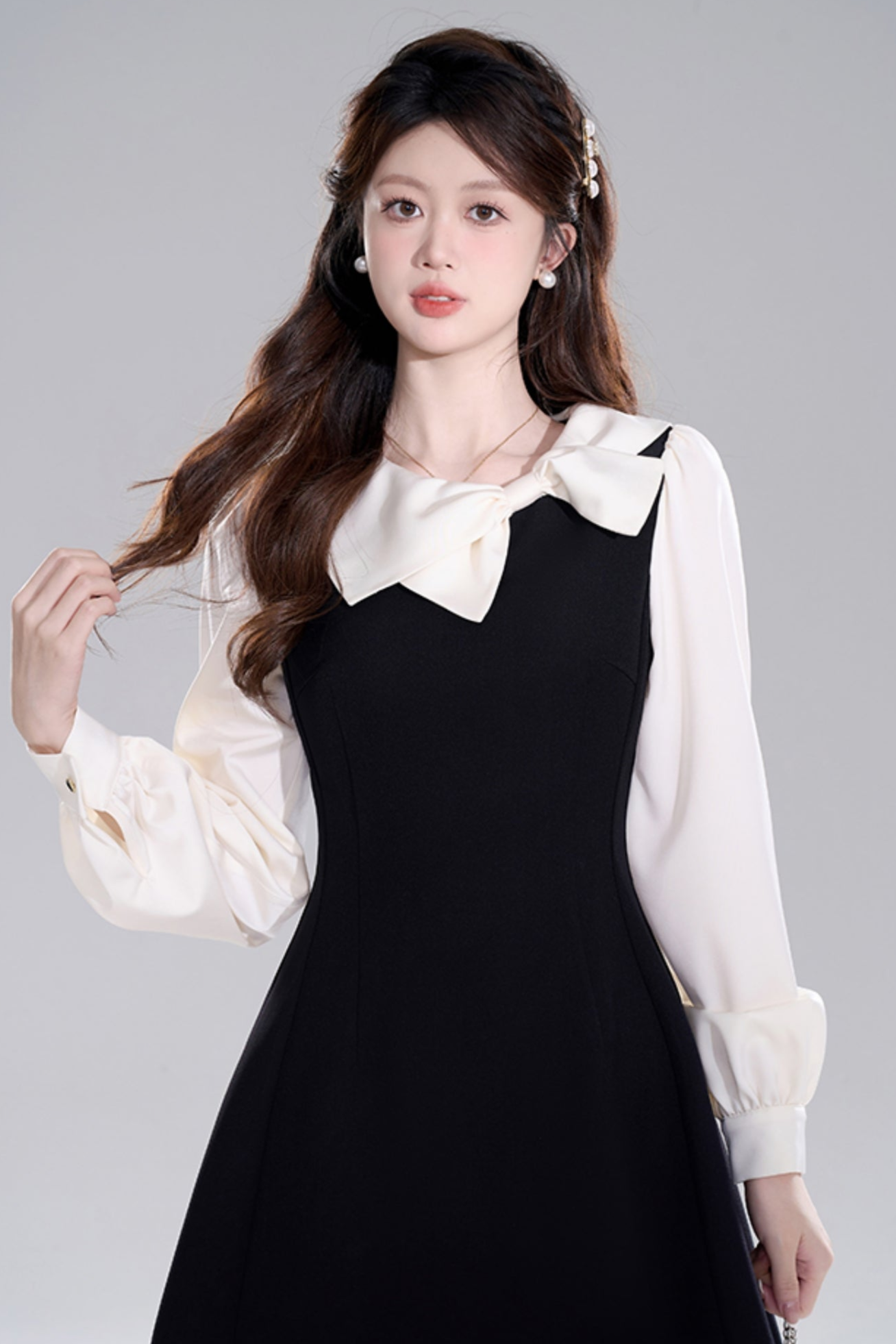 Black Waist Cinch Hepburn Dress