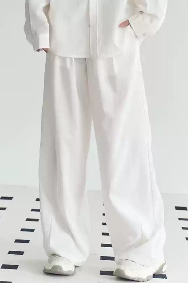 Cotton Linen Long Sleeve Shirt Trousers Set
