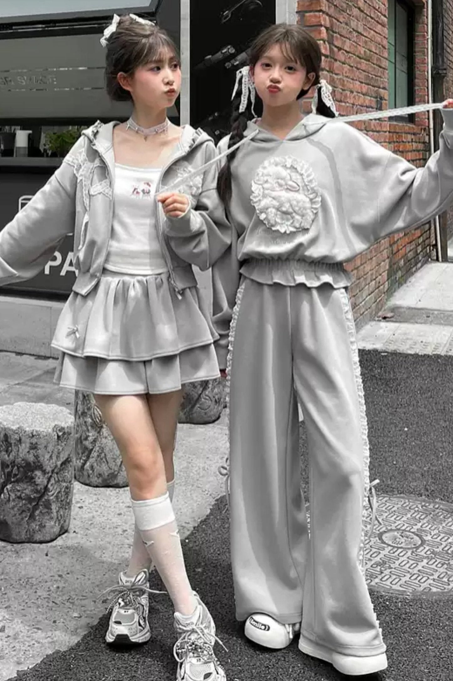 Grey Ballet Sport Hooded Jacket Set