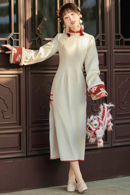 Modified Red Chinese-style Vest + Long Dress