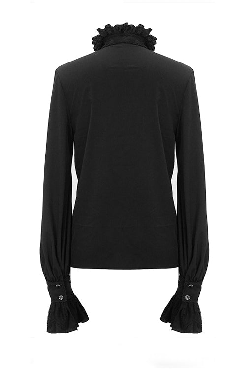 Black Chiffon Embroidered Long Sleeves Gothic Blouse