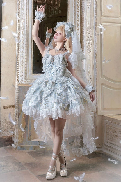 [pre-order Deadline: May 13] Blue/white/light Green Butterfly Fantasy Dress + Complete Set