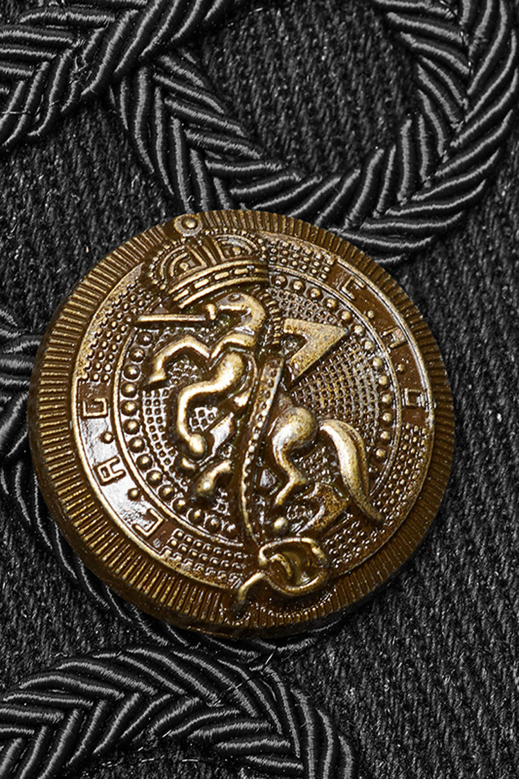 Black Sleeveless Double Breasted Retro Metal Button Decoration Steampunk Vest