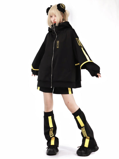 Dark Neon Chinese-style Jacket + Shorts + Long Pants + Leg Warmers + Hair Accessories [pre-order]