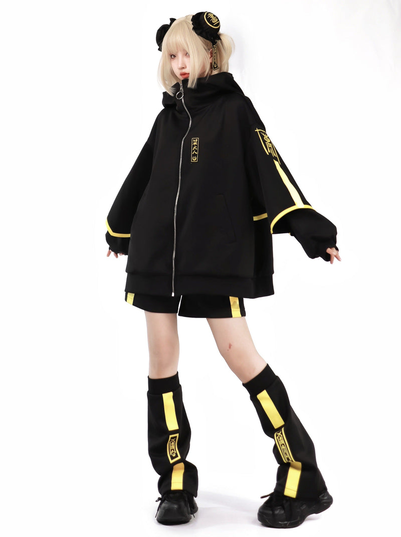 Dark Neon Chinese-style Jacket + Shorts + Long Pants + Leg Warmers + Hair Accessories [pre-order]