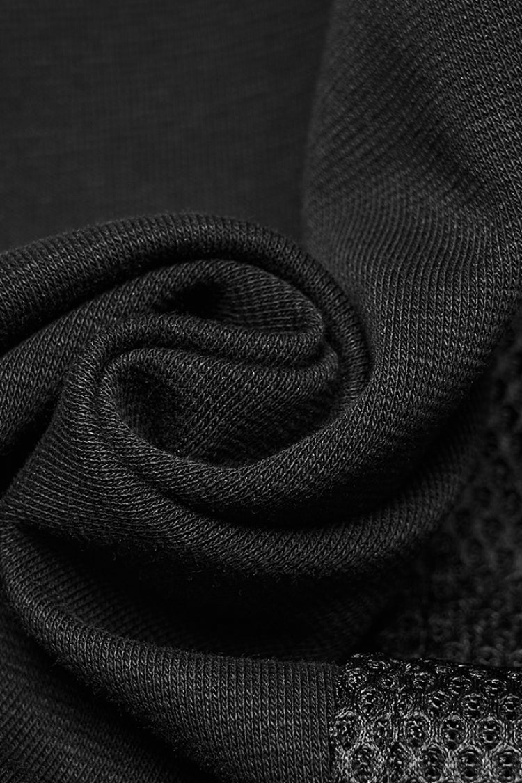 Black Stand Collar Sleeveless Hooded Zippered Punk Vest