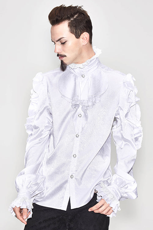 White Vampire Ruffled Sleeves Gothic Blouse