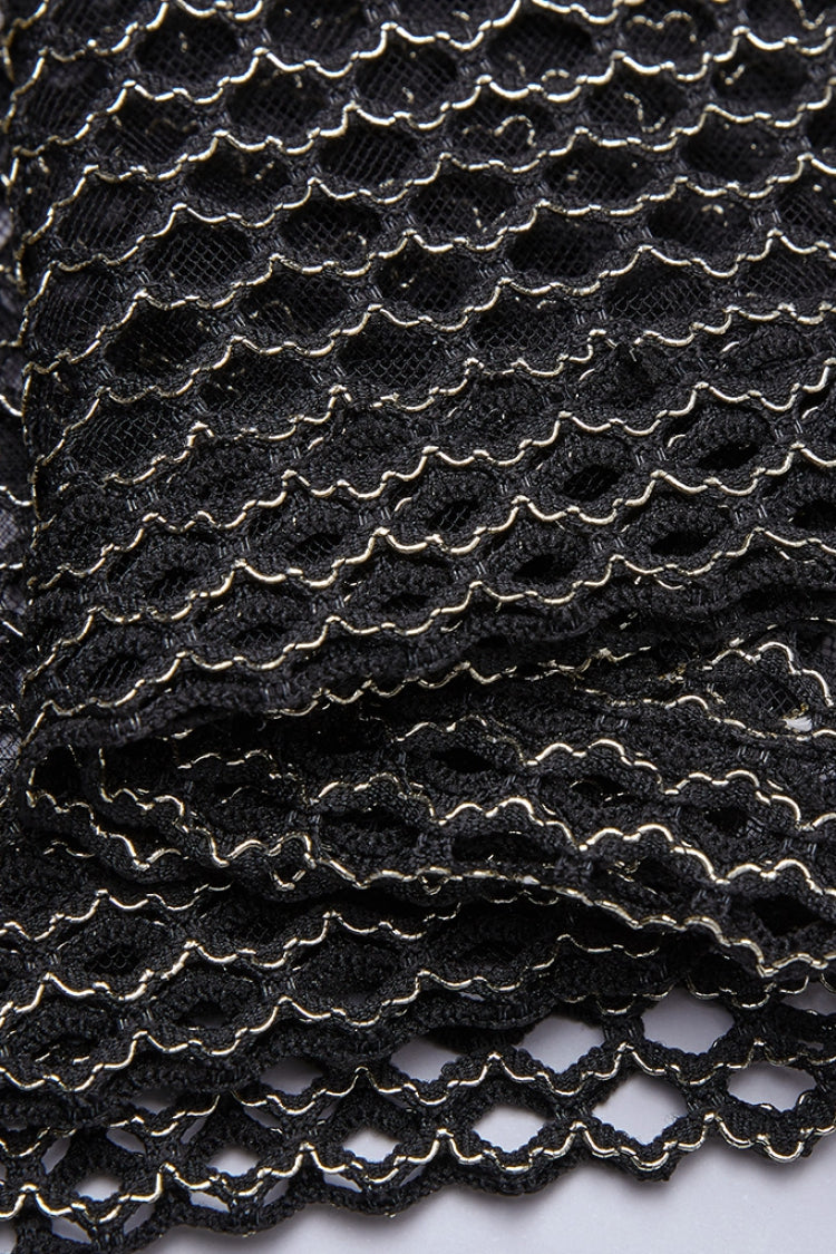 High Collar Sleeveless Rivet Decoration Sheer Mesh Steampunk Vest 2 Colors