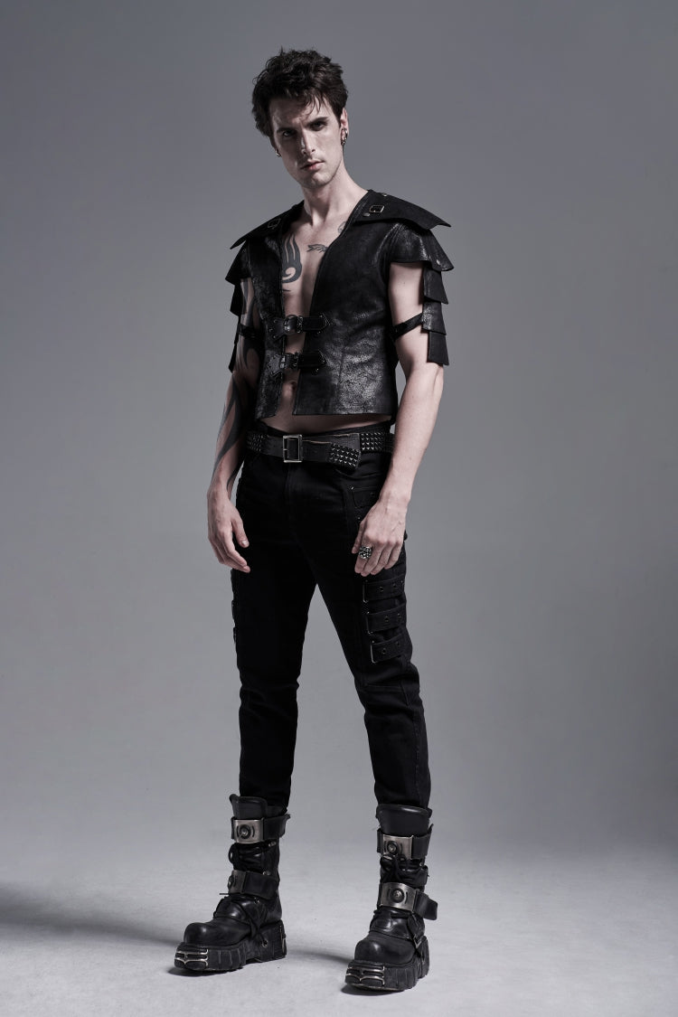 Black Multi-layer Stitching Punk Vest