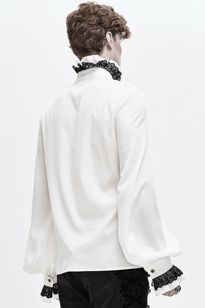 White Chiffon Hand Embroidered Gothic Blouse