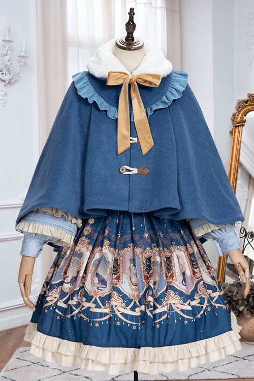 Blue Explore the Stars Ruffled Classic Lolita Skirt Dress