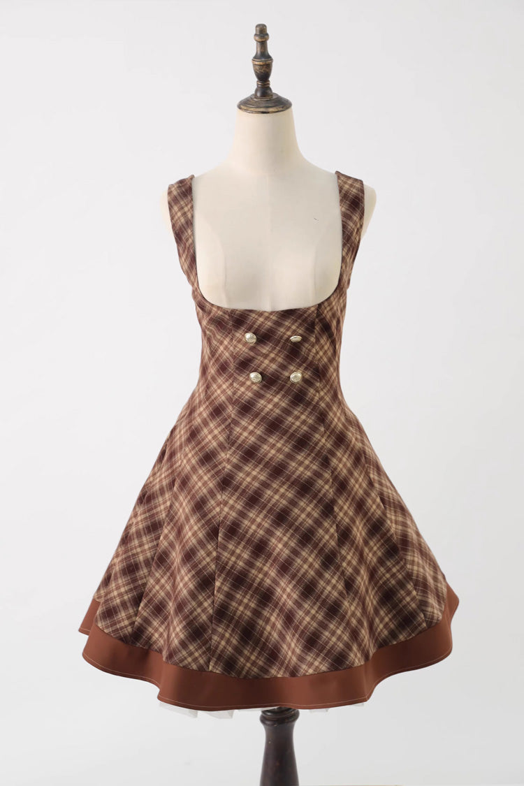 Brown [broken Pocket Watch] Sleeveless Printed Classic Lolita Bust-support Jsk Dress