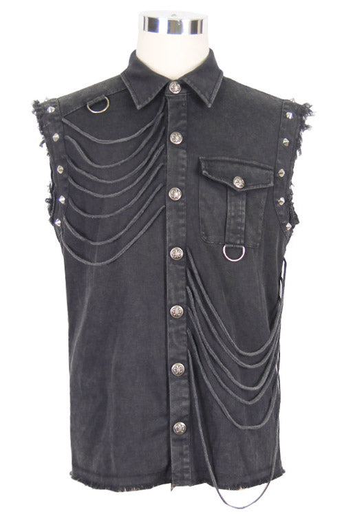 Black Rock Unedged Sleeveless Faded Punk Blouse