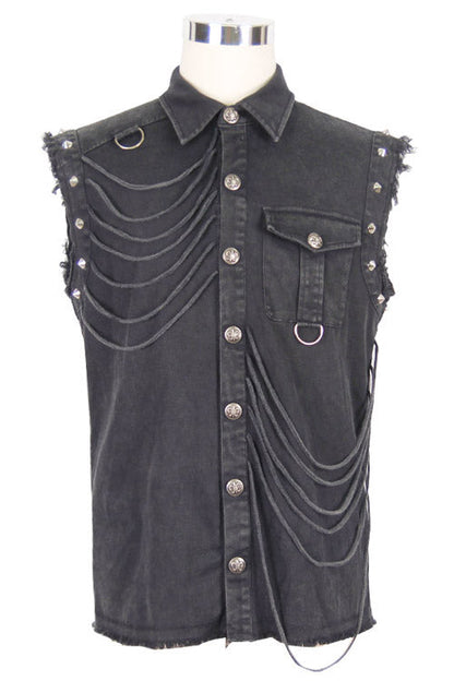 Black Rock Unedged Sleeveless Faded Punk Blouse