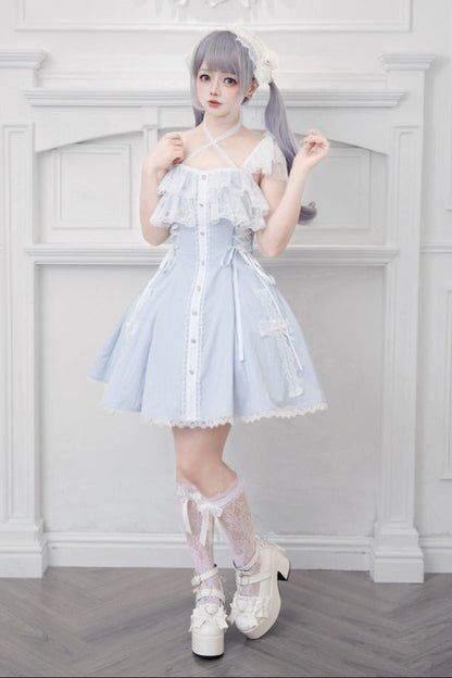 [reservations] Gothic Dark Mine Lace Flying Sleeve Dress + Choker