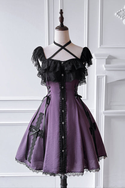 [reservations] Gothic Dark Mine Lace Flying Sleeve Dress + Choker