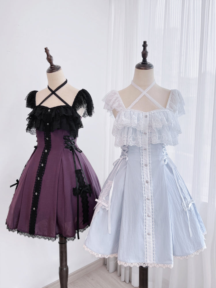 [reservations] Gothic Dark Mine Lace Flying Sleeve Dress + Choker