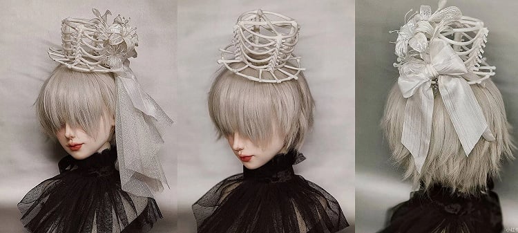 [pre-order Deadline: June 8] Phantom Knight Series Flower Veil Skeleton Hat + Mini Hat