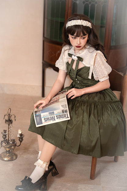 Dark Green Noble Retro Country Poetry Classic Lolita Dress