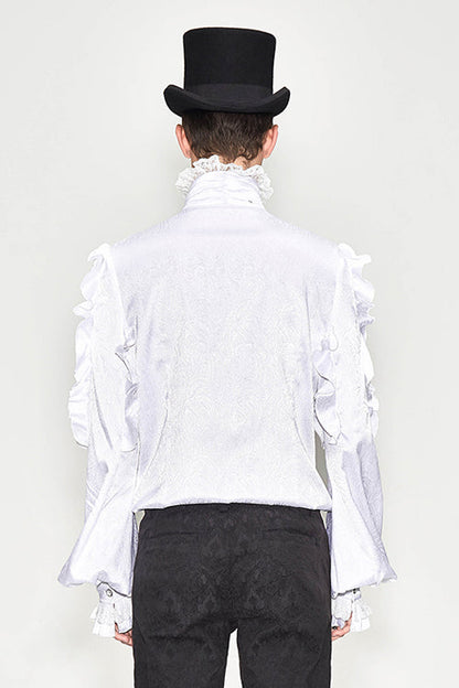White Vampire Ruffled Sleeves Gothic Blouse