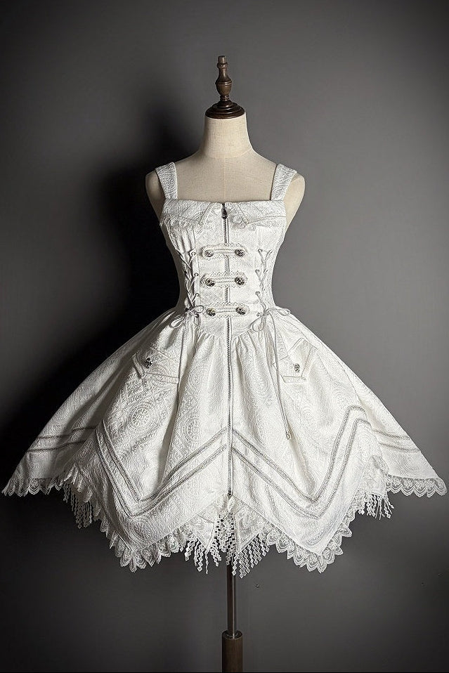 [pre-order Deadline: April 23] Dawnbreaker Gothic Jacquard Military Bustier Suspender Dress