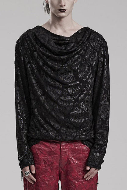 Black Long Sleeves Print Gothic T-shirt