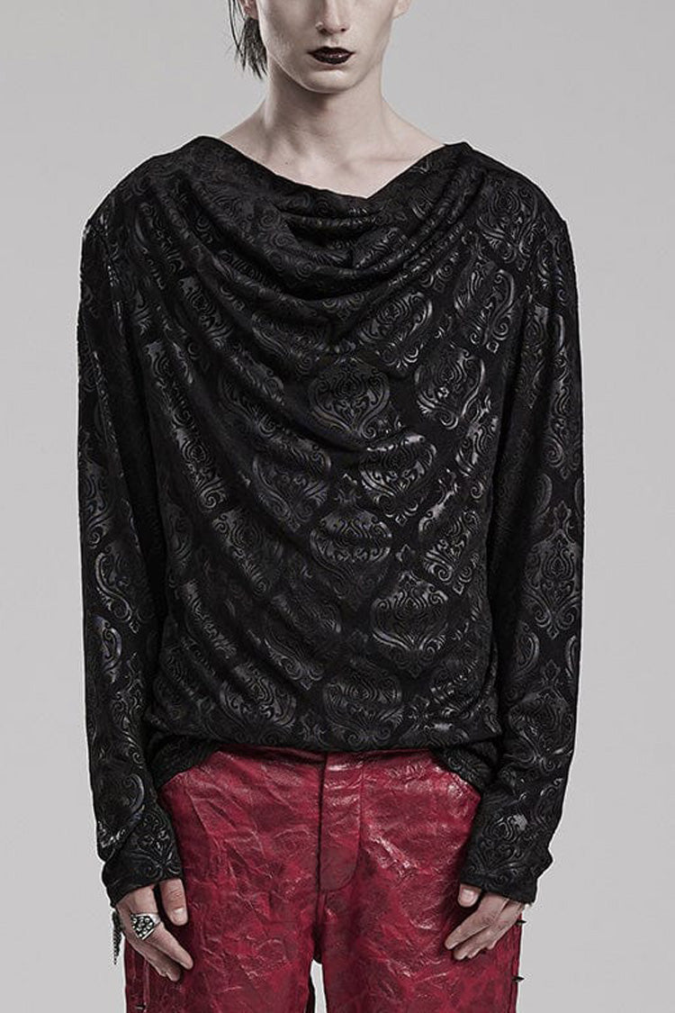 Black Long Sleeves Print Gothic T-shirt