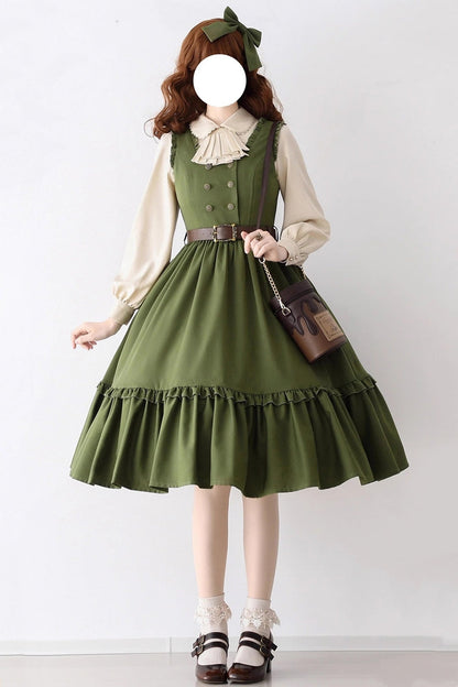 [small Estate] Sleeveless Ruffle Fishbone Classic Lolita Dress 3 Colors