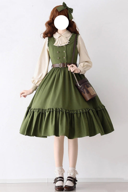 [small Estate] Sleeveless Ruffle Fishbone Classic Lolita Dress 3 Colors