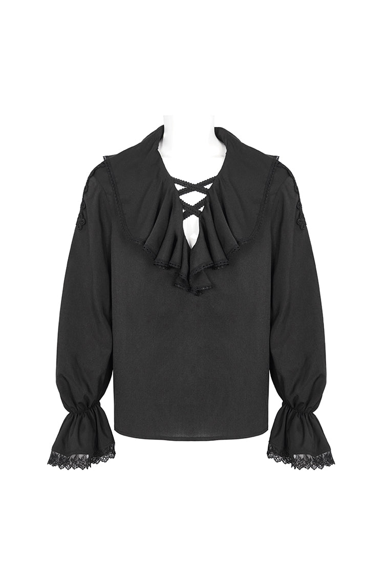 Black Ruffled Collar Puff Sleeved Gothic Shirt