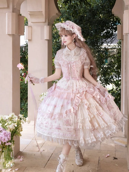 [pre-order Deadline: May 8] Sweet Lace Ribbon Layered Ruffle Blouse