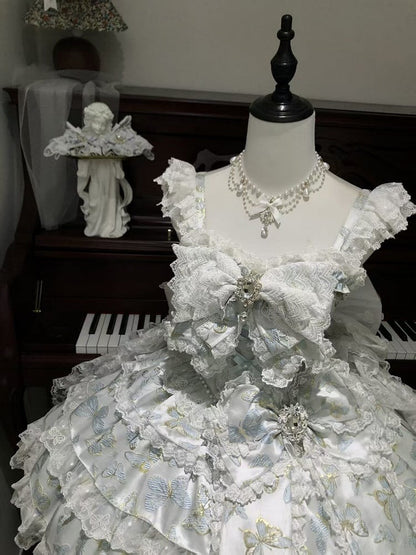 [pre-order Deadline: May 13] Blue/white/light Green Butterfly Fantasy Dress + Complete Set