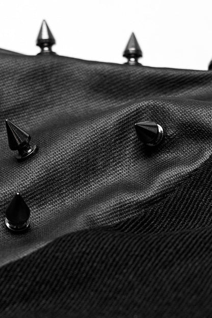 Black Stand Collar Asymmetric Rivet Buckle Punk Faux Leather Harness