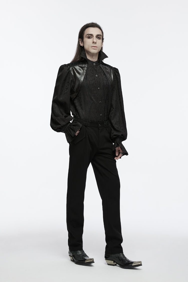 Black Long Puff Sleeves Lace-up Gothic Blouse