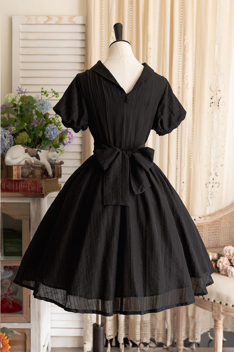 Black [forest Gallery] High Collar Short Lantern Sleeves Pastoral Style Classic Lolita Dress