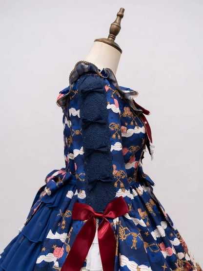 [pre-order Deadline: April 26] Retro Romance Sweet Lolita Ribbon Cake Print Princess Sleeve Dress