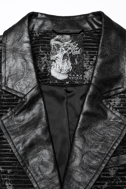 Black V Collar Sleeveless Print Skull Buckle Gothic Vest