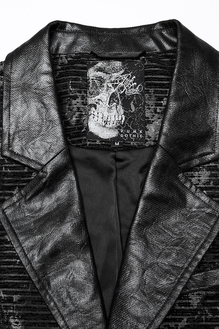 Black V Collar Sleeveless Print Skull Buckle Gothic Vest