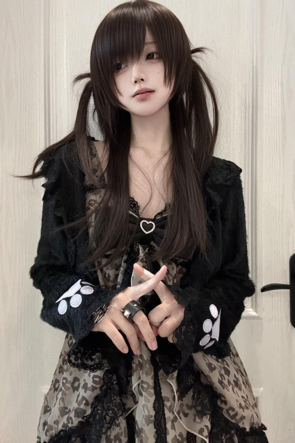 Leopard Ribbon Jewel Lace Camisole Top + Outerwear