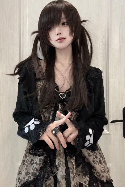 Leopard Ribbon Jewel Lace Camisole Top + Outerwear