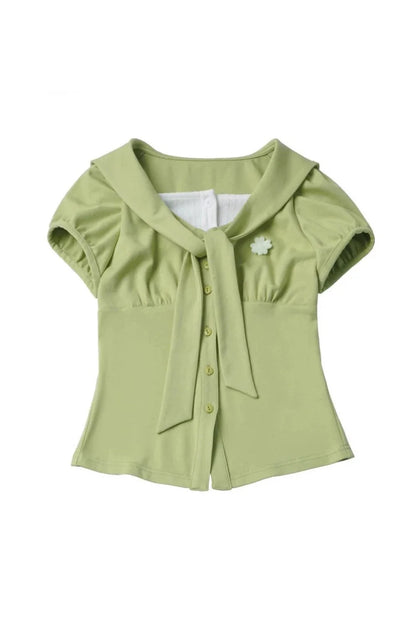 Lucky Clover Green Plaid Summer Set