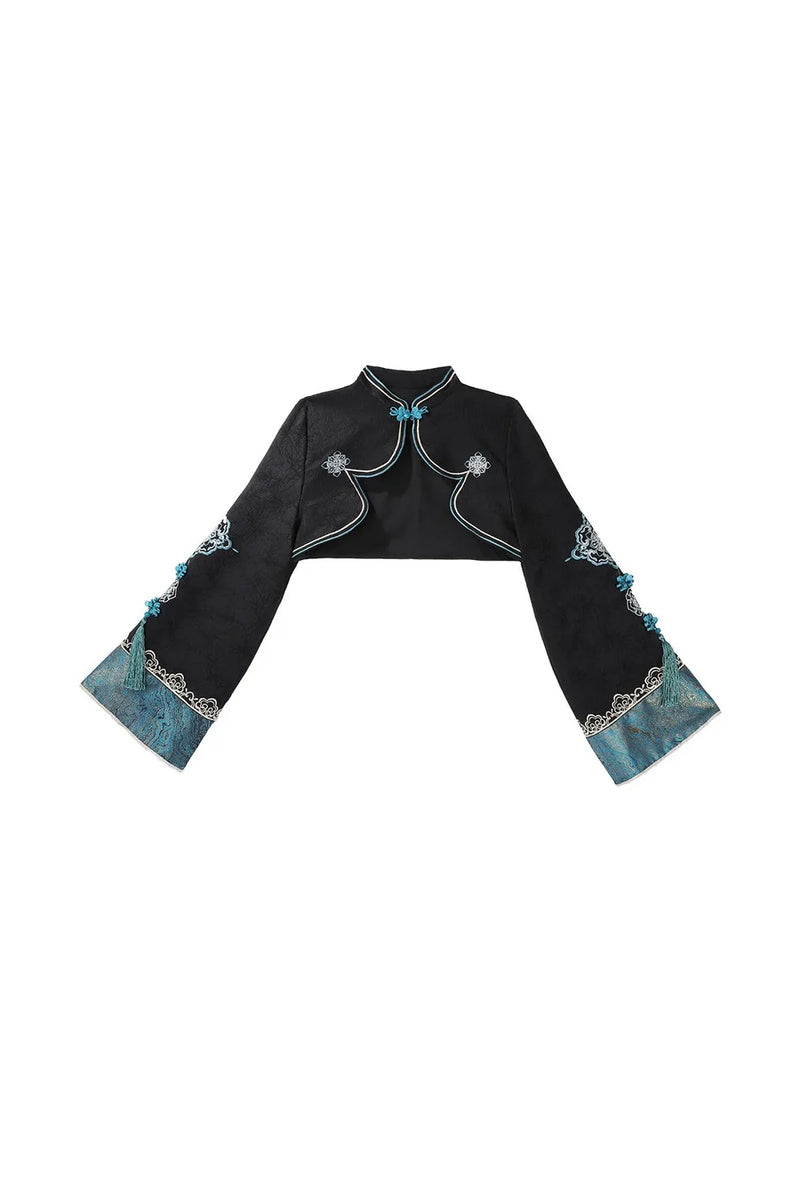Cyberpunk Chinese-style Lolita Top + Strapped Dress + Skirt + Leg Covers