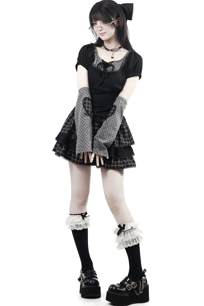 Cross Checked Doll Dress + Top + Skirt