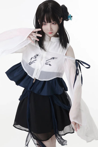 Subcultural Modern China Top + Pants + Off-shoulder Shirt + Skirt