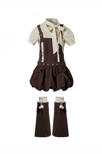 Midsummer Night Lace-up Blouse + Suspender Skirt + Leg Warmers