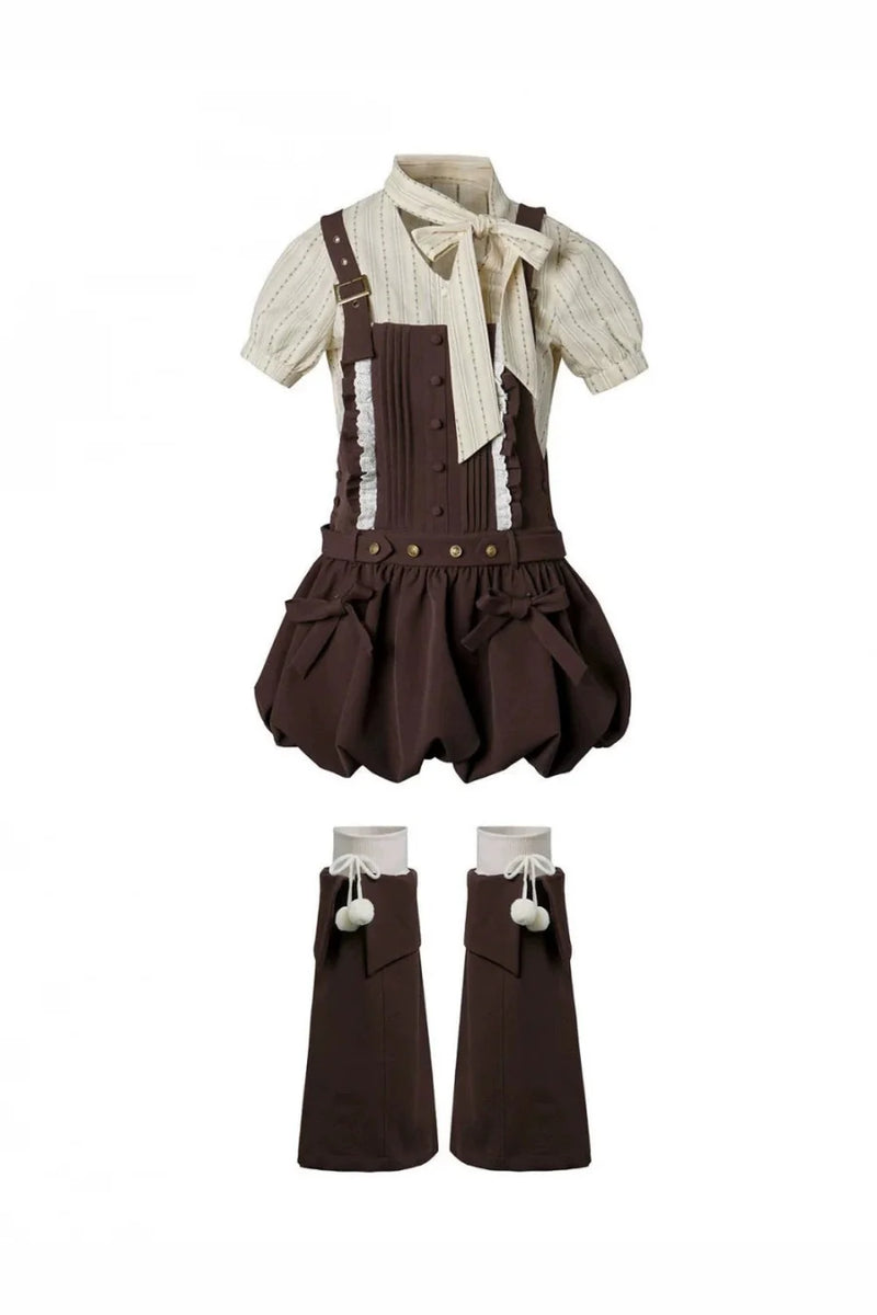 Midsummer Night Lace-up Blouse + Suspender Skirt + Leg Warmers