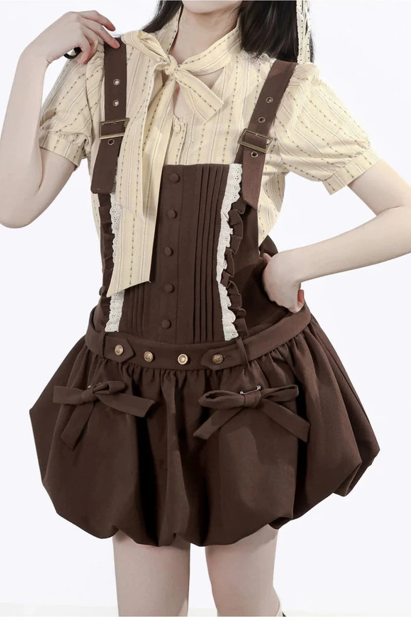 Midsummer Night Lace-up Blouse + Suspender Skirt + Leg Warmers