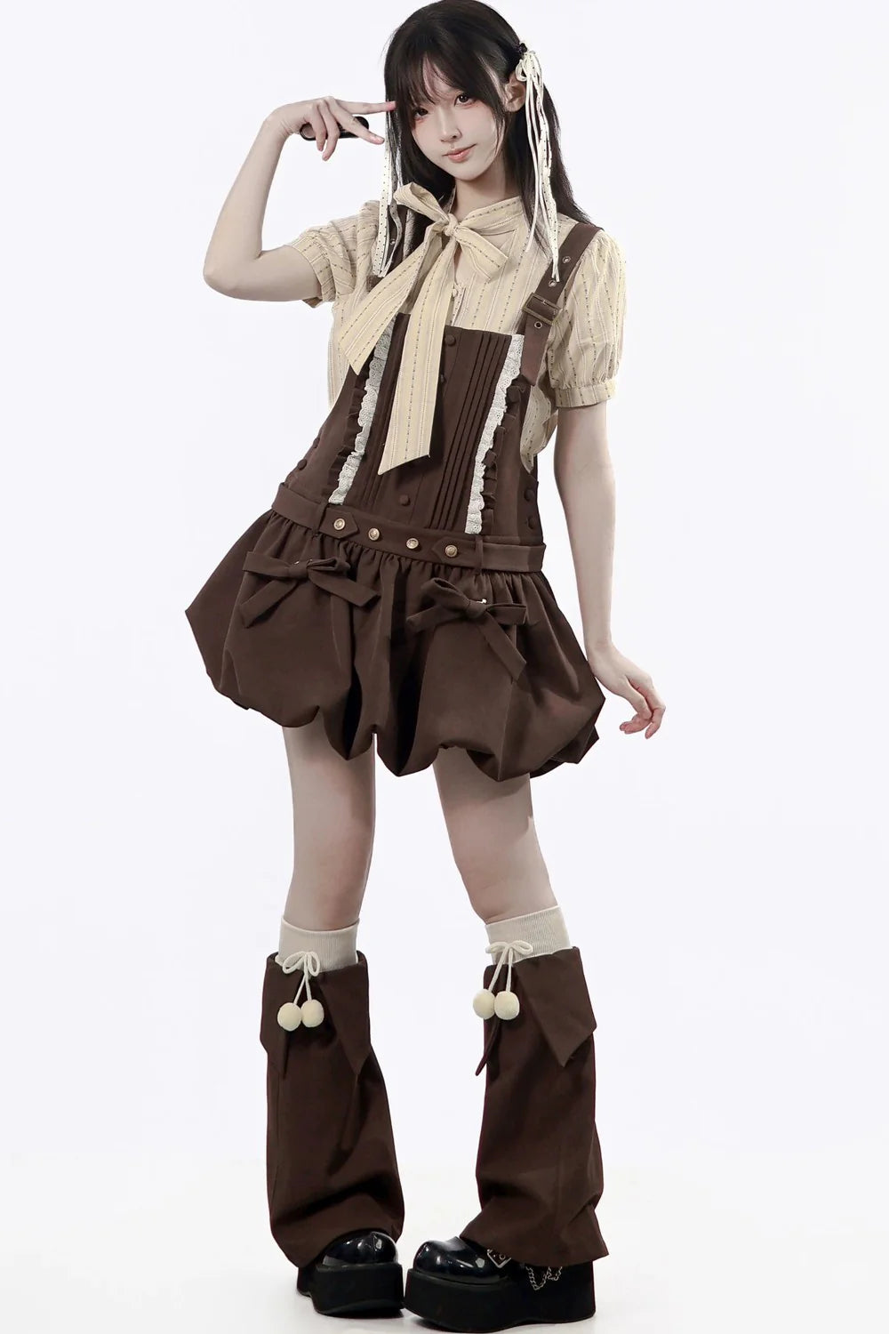 Midsummer Night Lace-up Blouse + Suspender Skirt + Leg Warmers