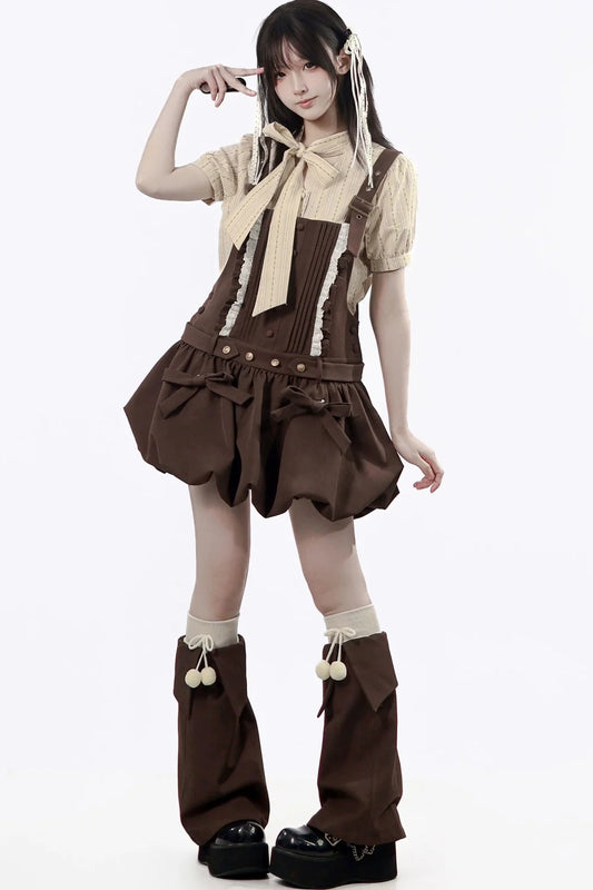 Midsummer Night Lace-up Blouse + Suspender Skirt + Leg Warmers